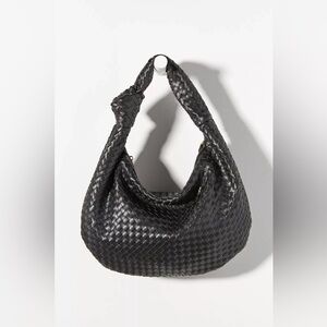 Melie Bianco Brigitte Black Woven Shoulder Bag